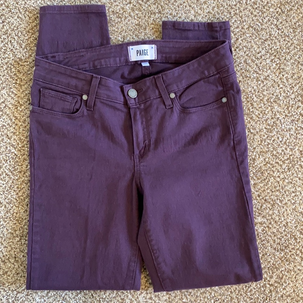 Paige plum-colored skinny jeans!